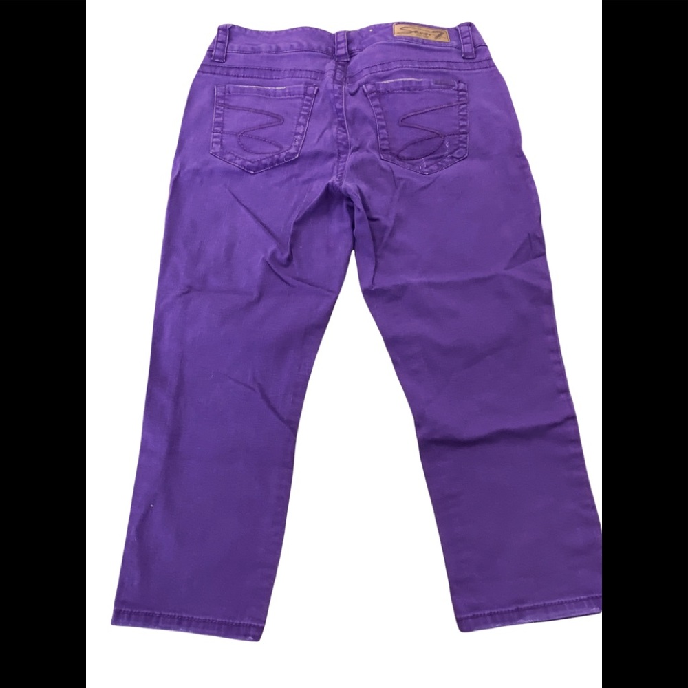 Seven7 Women's Purple Denim Distressed Cropped Stretch Capris Jeans 10 Petite - Picture 4 of 11